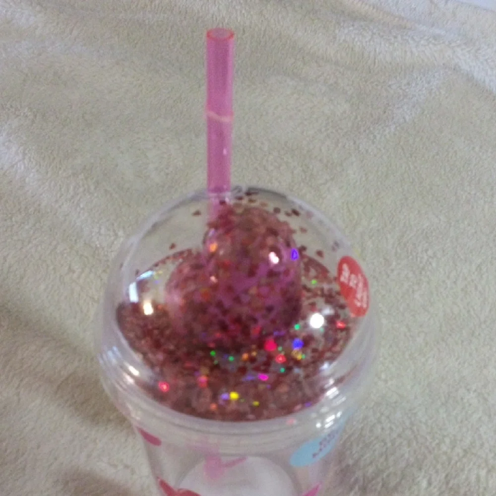Light-Up Party Cup with Straw - Pink